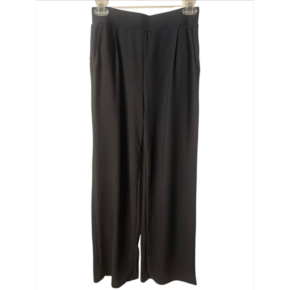 Halara Micro High Waisted Waffle Wide Leg Work Pants Black XS Regular NWT